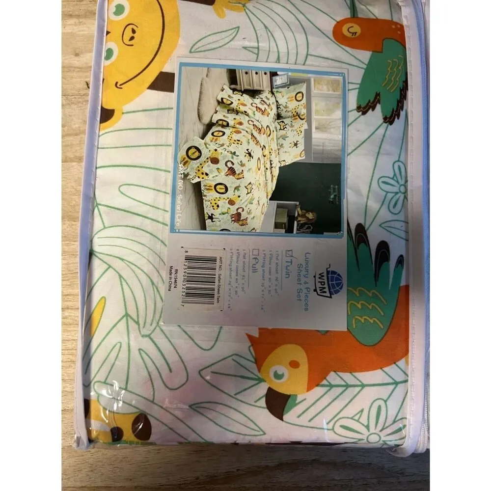 WPM safari 4 piece twin sheet set NEW
